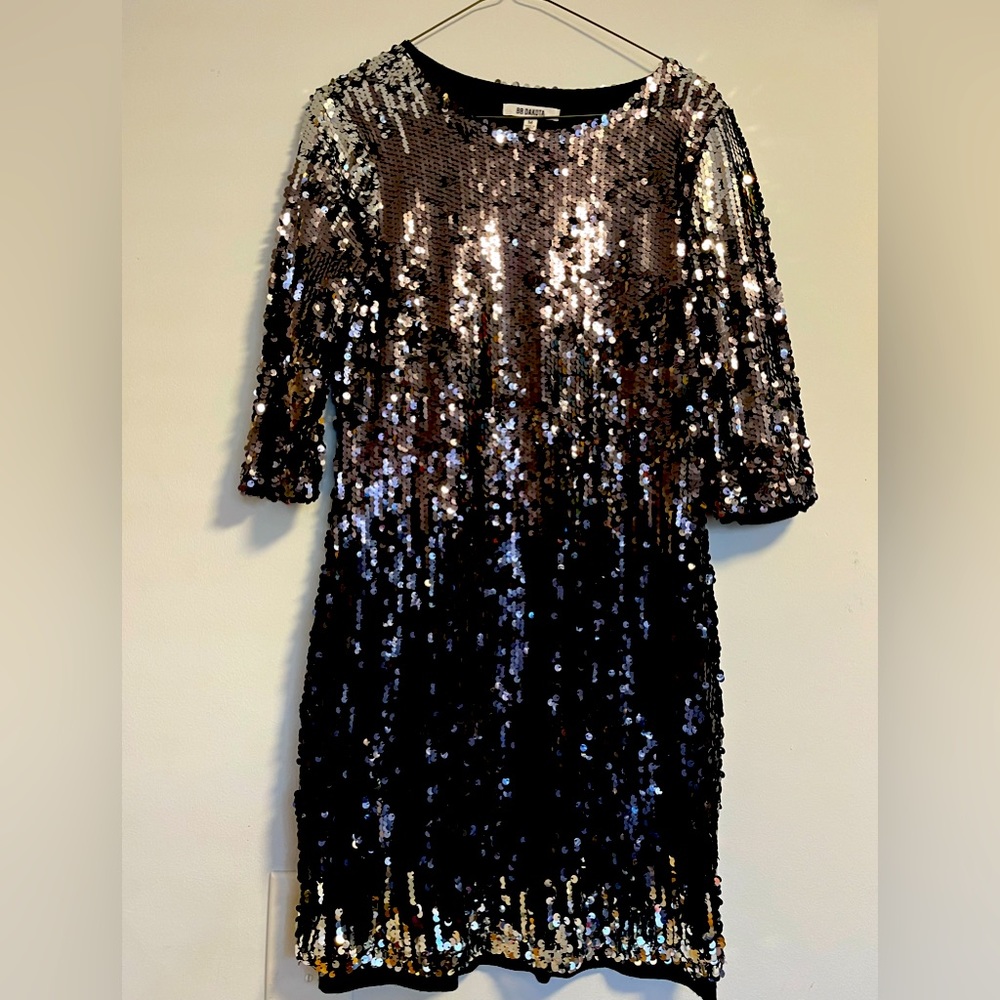 Slight ombré black silver sequined dress